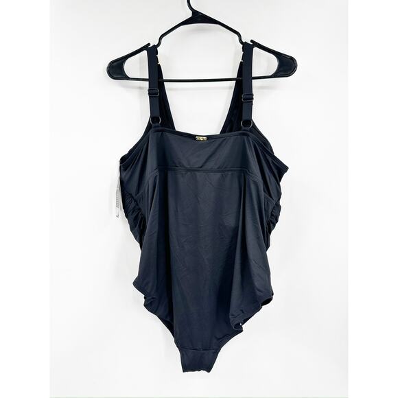 Lauren Ralph Lauren Black Plus Size Tummy Control One Piece Swimsuit 22W NWT - Picture 2 of 5
